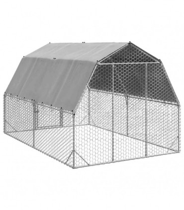 vidaXL Chicken Run with Roof 2.5x4x2.25 m Galvanised Steel