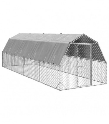 vidaXL Chicken Run with Roof 2.5x8x2.25 m Galvanised Steel