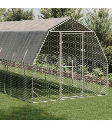 vidaXL Chicken Run with Roof 2.5x8x2.25 m Galvanised Steel