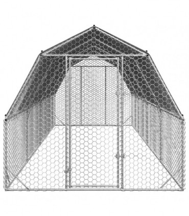 vidaXL Chicken Run with Roof 2.5x8x2.25 m Galvanised Steel