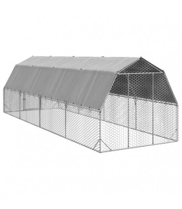 vidaXL Chicken Run with Roof 2.5x8x2.25 m Galvanised Steel
