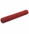 vidaXL Chicken Wire Fence Steel with PVC Coating 25x1 m Red