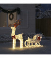 vidaXL Christmas Decoration Reindeer and Sleigh 100 LEDs Cold White