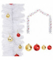vidaXL Christmas Garland Decorated with Baubles White 5 m
