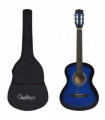 vidaXL Classical Guitar for Beginner with Bag Blue 3/4 36"