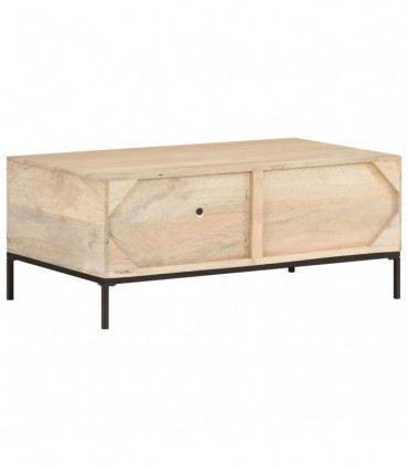 vidaXL Coffee Table 90x50x37 cm Solid Mango Wood and Natural Cane