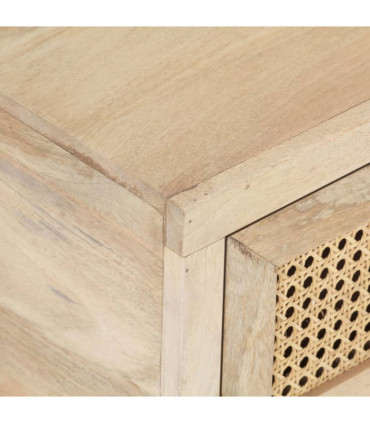 vidaXL Coffee Table 90x50x37 cm Solid Mango Wood and Natural Cane