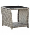 vidaXL Coffee Table Grey 45x45x40 cm Poly Rattan and Glass