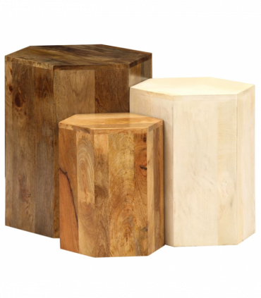 vidaXL Coffee Table Set 3 Pieces Solid Mango Wood