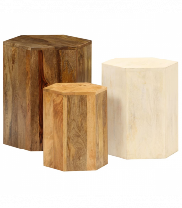 vidaXL Coffee Table Set 3 Pieces Solid Mango Wood