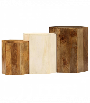 vidaXL Coffee Table Set 3 Pieces Solid Mango Wood