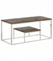 vidaXL Coffee Table Silver Stainless Steel and Solid Wood Reclaimed