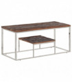 vidaXL Coffee Table Silver Stainless Steel and Solid Wood Sleeper