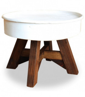 vidaXL Coffee Table Solid Reclaimed Wood 60x45 cm White