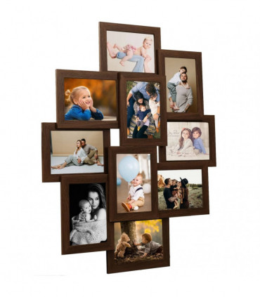 vidaXL Collage Photo Frame for 10x(10x15 cm) Picture Dark Brown MDF