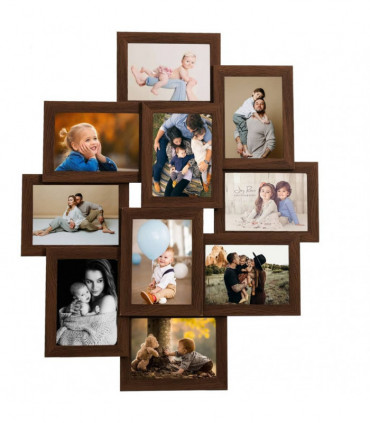 vidaXL Collage Photo Frame for 10x(10x15 cm) Picture Dark Brown MDF