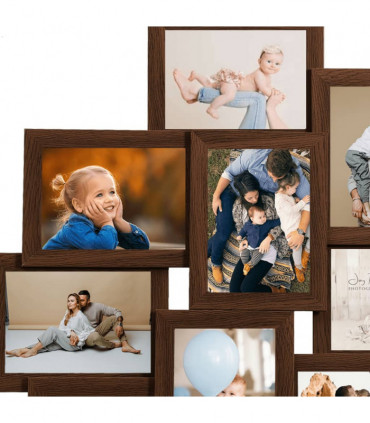 vidaXL Collage Photo Frame for 10x(10x15 cm) Picture Dark Brown MDF