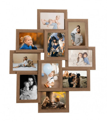 vidaXL Collage Photo Frame for 10x(10x15 cm) Picture Light Brown MDF
