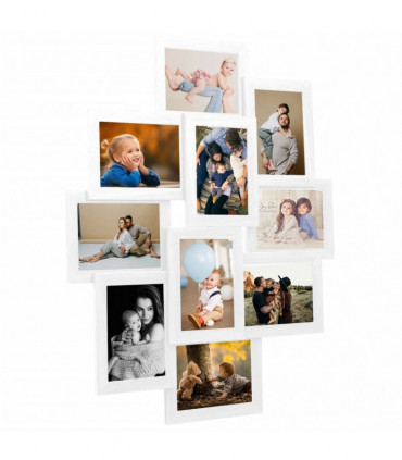 vidaXL Collage Photo Frame for 10x(10x15 cm) Picture White MDF