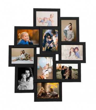 vidaXL Collage Photo Frame for 10x(13x18 cm) Picture Black MDF