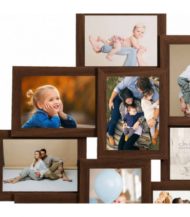 vidaXL Collage Photo Frame for 10x(13x18 cm) Picture Dark Brown MDF