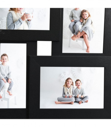 vidaXL Collage Photo Frame for 4x(10x15 cm) Picture Black MDF