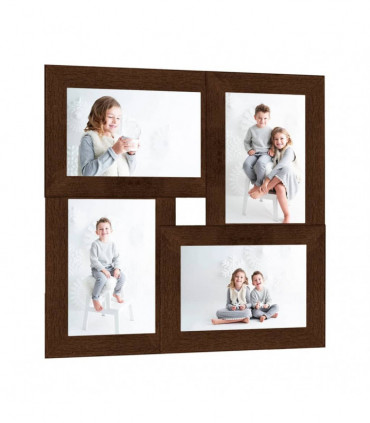vidaXL Collage Photo Frame for 4x(10x15 cm) Picture Dark Brown MDF