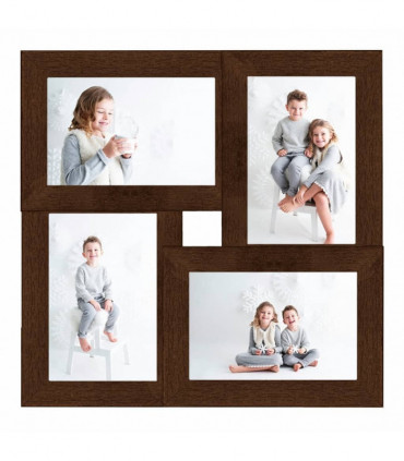 vidaXL Collage Photo Frame for 4x(10x15 cm) Picture Dark Brown MDF