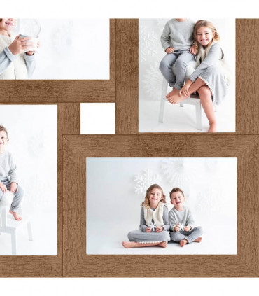 vidaXL Collage Photo Frame for 4x(10x15 cm) Picture Light Brown MDF