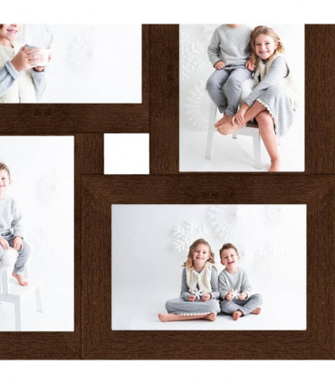 vidaXL Collage Photo Frame for 4x(13x18 cm) Picture Dark Brown MDF