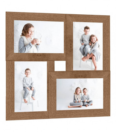 vidaXL Collage Photo Frame for 4x(13x18 cm) Picture Light Brown MDF