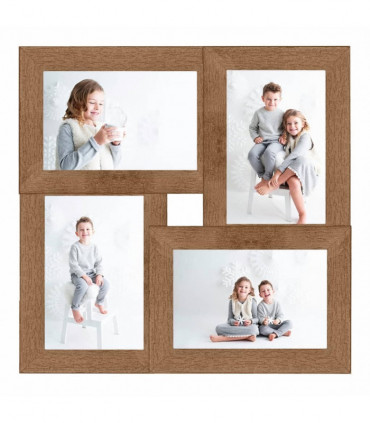 vidaXL Collage Photo Frame for 4x(13x18 cm) Picture Light Brown MDF