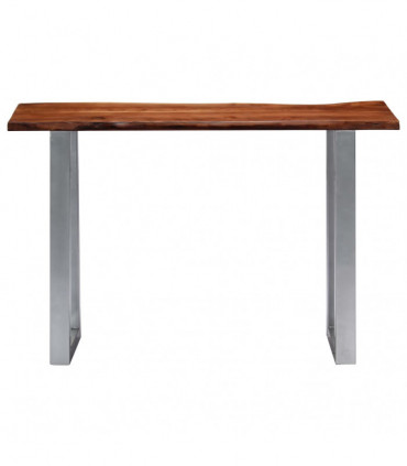 vidaXL Console Table 115x35x76 cm Solid Aacia Wood and Iron