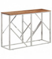 vidaXL Console Table Silver Stainless Steel and Solid Wood Acacia