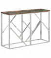 vidaXL Console Table Silver Stainless Steel and Solid Wood Reclaimed