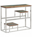 vidaXL Console Table Silver Stainless Steel and Solid Wood Reclaimed