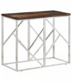 vidaXL Console Table Silver Stainless Steel and Solid Wood Sleeper