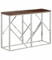 vidaXL Console Table Silver Stainless Steel and Solid Wood Sleeper