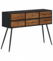 vidaXL Console Table with Drawers 116x30x76 cm Solid Reclaimed Teak