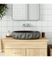 vidaXL Countertop Basin Black and Grey Oval 59x40x15 cm Ceramic