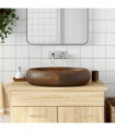 vidaXL Countertop Basin Brown Oval 59x40x15 cm Ceramic