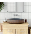 vidaXL Countertop Basin Brown and Blue Oval 59x40x15 cm Ceramic