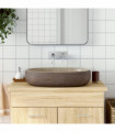 vidaXL Countertop Basin Sand and Brown Oval 59x40x14 cm Ceramic