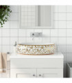 vidaXL Countertop Basin White and Gold Oval 59x40x15 cm Ceramic