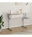 vidaXL Craft Desk White&Grey 110x53x(58-87) cm Engineered Wood&Steel