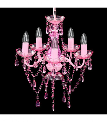 vidaXL Crystal Light 5 Bulbs Pink