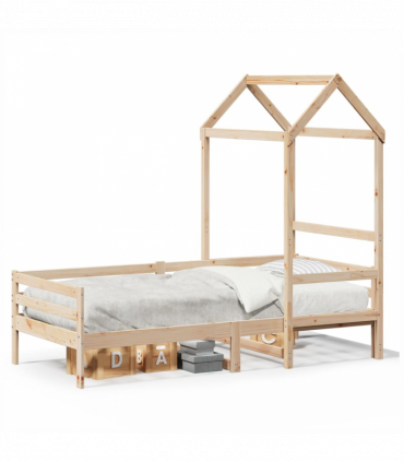 vidaXL Day Bed with Roof without Mattress 80x200 cm Solid Wood