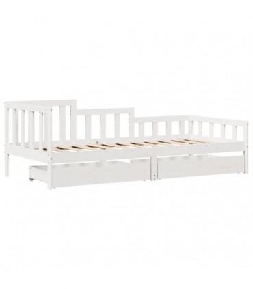 vidaXL Daybed with Drawers without Mattress White 90x200 cm Solid Wood