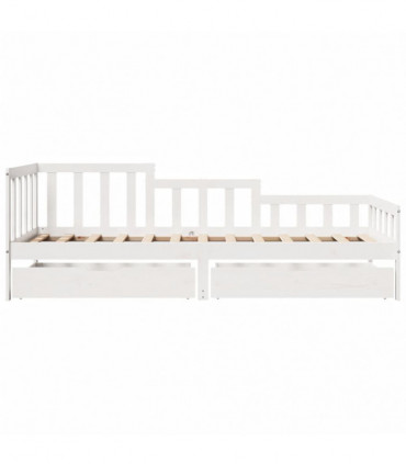 vidaXL Daybed with Drawers without Mattress White 90x200 cm Solid Wood