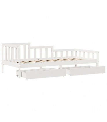 vidaXL Daybed with Drawers without Mattress White 90x200 cm Solid Wood